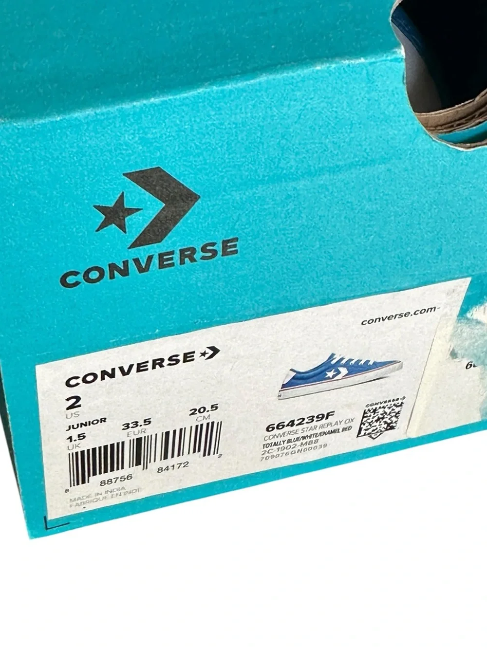 Converse Star Replay OX Blue Canvas Sneakers Kids Size 2